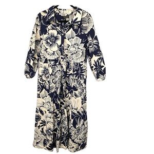 Rachel Zoe Los Angeles Navy Floral Popover Dress Size XL